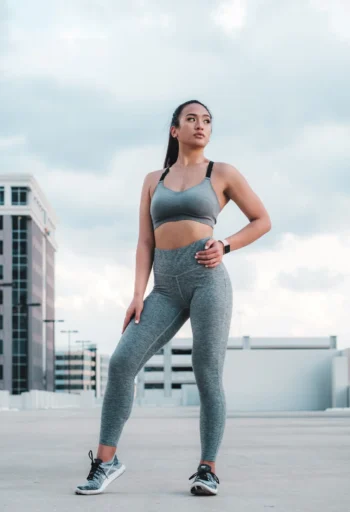 Define Luxe V-Neck Sports Bra in Light Blue